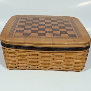 Woven Basket with Checkerboard Lid